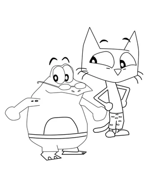 Página para Colorir Sapo Rabugento e Pete, o Gato