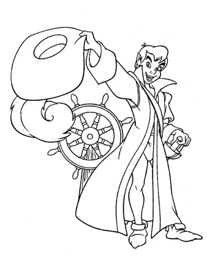 Peter Pan como capitão, página de colorir média Peter Pan, imprimível grátis