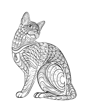Página de Colorir Mandala de Gato