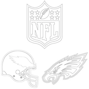 Página para Colorir Página para Colorir com Logo da NFL, Philadelphia Eagles e Capacete do Jogador