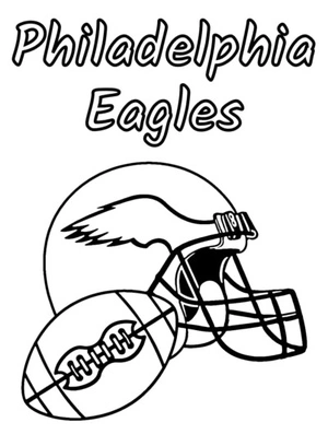 Página para Colorir Capacete e Futebol dos Eagles na Filadélfia