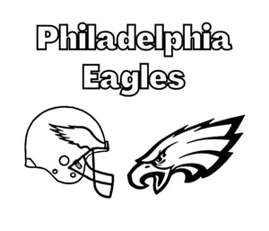 Página para Colorir Capacete e Logo do Philadelphia Eagles