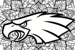 Página para Colorir Logo do Philadelphia Eagles Club em um fundo intricado