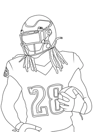 Página para Colorir Retrato do Jogador do Philadelphia Eagles