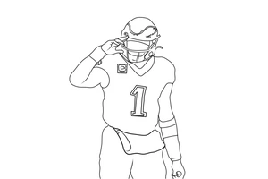 Página para Colorir Jogador de Futebol Simples Philadelphia Eagles