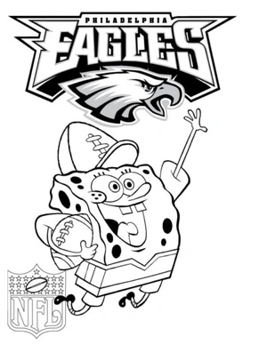 Página para Colorir SpongeBob é um fã fanático do Philadelphia Eagles