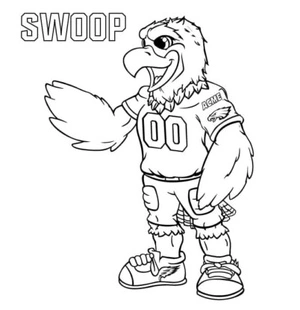 Página para Colorir Swoop, o mascote que representa o Philadelphia Eagles