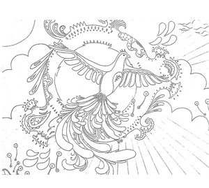 Fênix voando no céu, página para colorir detalhada, Fênix, impressão gratuita
