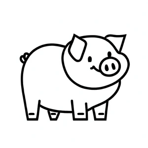 Página para Colorir Porquinho Sorridente Adorável