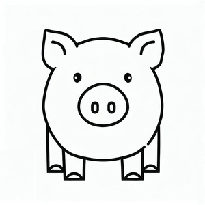 Página para Colorir Porquinho Simples