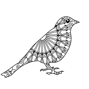Pombo com padrões mandala, página de colorir detalhada, mandala de pombo, grátis para imprimir