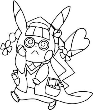 Página para Colorir Pikachu como Médico