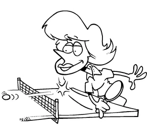 Página para Colorir Mulher Jogando Tênis de Mesa