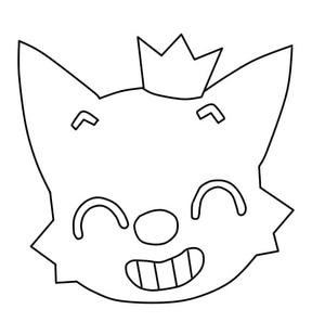 Pinkfong com um sorriso alegre