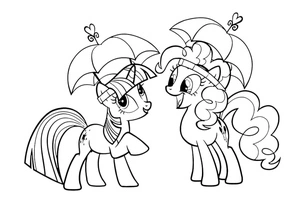 Página para Colorir Página para Colorir: Pinkie Pie e Sparkle