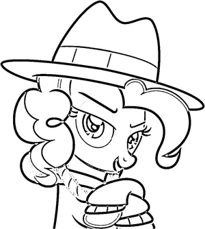 Página para Colorir Colorindo Pinkie Pie usando um chapéu