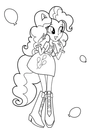 Página para Colorir Linda Pinkie Pie de Equestria Girls