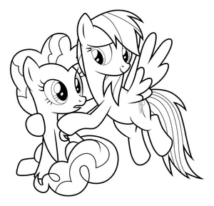 Página para Colorir Pinkie Pie e Rainbow Dash