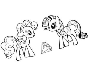 Página para Colorir Pinkie Pie e Rarity Descobrem um Diamante