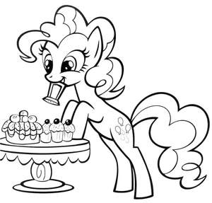 Página para Colorir Pinkie Pie e Doces Delícias