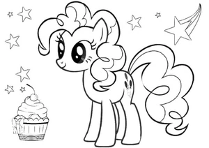 Página para Colorir Pinkie Pie e o Bolo
