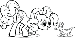 Página para Colorir Pinkie Pie e o Crocodilo