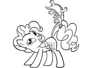 Página para Colorir Pinkie Pie Amigada por um Crocodilo