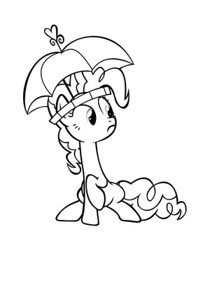 Página para Colorir Pinkie Pie segurando um guarda-chuva