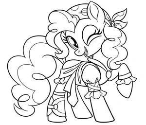 Página para Colorir Pinkie Pie com Fantasia de Carnaval