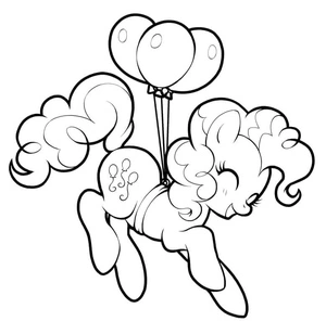Página para Colorir Pinkie Pie Voando com Balões