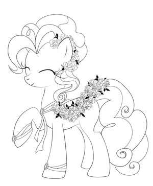 Página para Colorir Pinkie Pie Vestindo um Vestido de Flores
