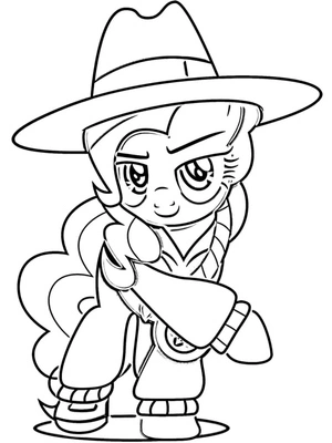Página para Colorir Pinkie Pie usando um chapéu