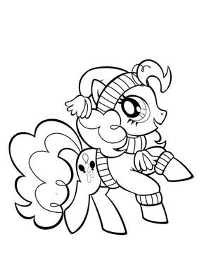 Página para Colorir Pinkie Pie vestindo roupa de inverno