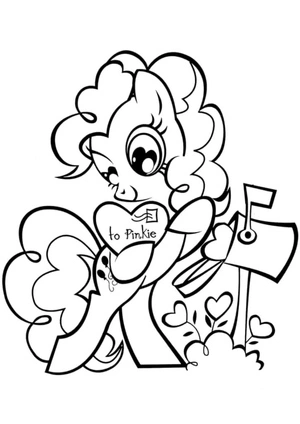 Página para Colorir Dia dos Namorados Pinkie Pie