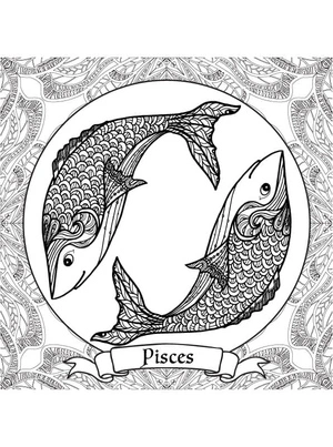 Página para Colorir Página para Colorir Símbolo de Peixes Adulto