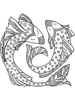 Página para Colorir Símbolo de Peixes