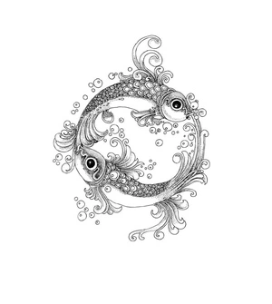 Página para Colorir Página para Colorir do Signo de Peixes para Imprimir