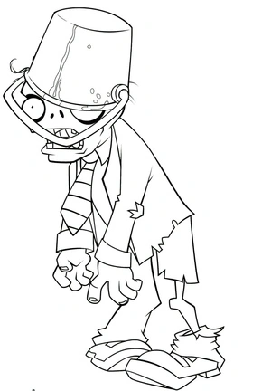 Página para Colorir Zumbi Buckethead de Plants vs Zombies