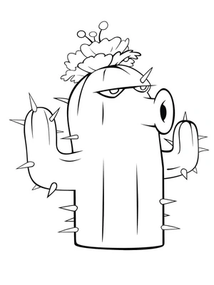 Página para Colorir Cacto de Plants vs Zombies