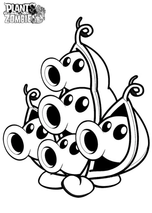 Página para Colorir Pea Pod de Plants vs Zombies