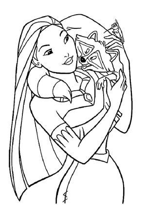 Página para Colorir Pocahontas Feliz