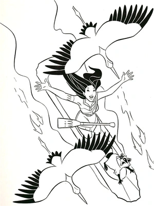 Página para Colorir Pocahontas Alegre
