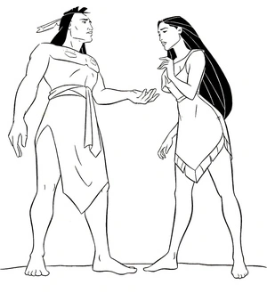 Página para Colorir Kocoum e Pocahontas