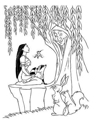 Página para Colorir Página para colorir Pocahontas e Vovó Willow