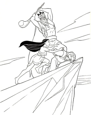Página para Colorir Pocahontas Resgata John Smith