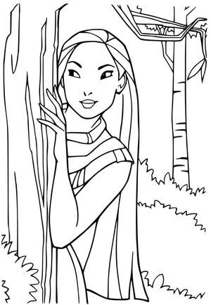 Página para Colorir Pocahontas, a Bela Princesa