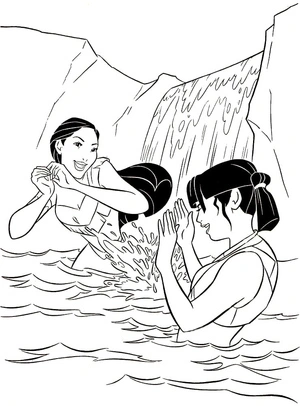 Página para Colorir Pocahontas com Nakoma