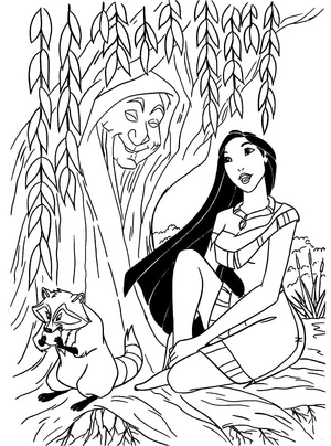 Página para Colorir Página para Colorir Pocahontas para Imprimir