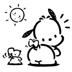 Página para Colorir Pochacco Alegre