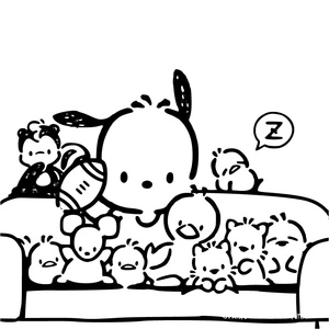 Página para Colorir Página de Colorir da Casa do Pochacco